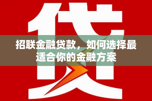 石排招联金融贷款，如何选择最适合你的金融方案