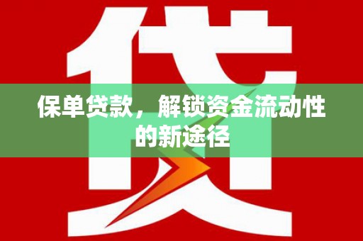 石排保单贷款，解锁资金流动性的新途径
