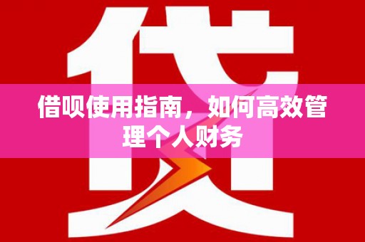石排借呗使用指南，如何高效管理个人财务