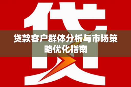 石排贷款客户群体分析与市场策略优化指南