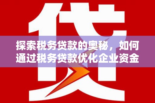 石排探索税务贷款的奥秘，如何通过税务贷款优化企业资金流