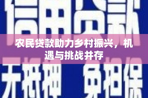 石排农民贷款助力乡村振兴，机遇与挑战并存