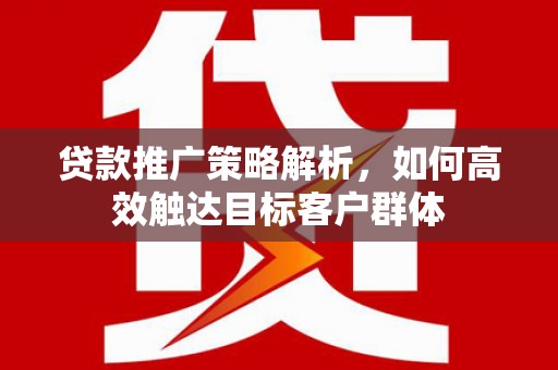 石排贷款推广策略解析，如何高效触达目标客户群体
