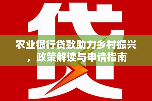 石排农业银行贷款助力乡村振兴，政策解读与申请指南