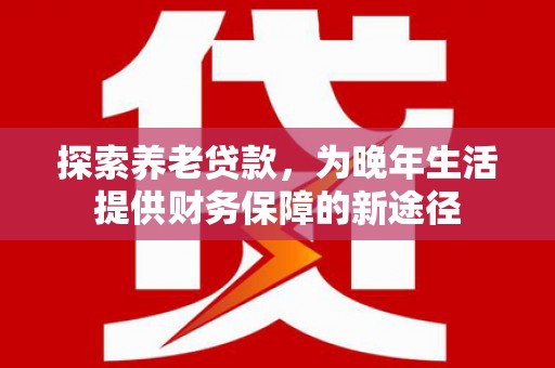 石排探索养老贷款，为晚年生活提供财务保障的新途径