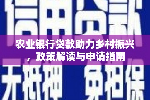 石排农业银行贷款助力乡村振兴，政策解读与申请指南