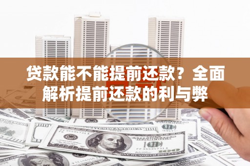 石排贷款能不能提前还款？全面解析提前还款的利与弊