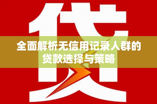 石排全面解析无信用记录人群的贷款选择与策略