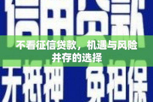 石排不看征信贷款，机遇与风险并存的选择