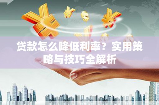 石排贷款怎么降低利率？实用策略与技巧全解析